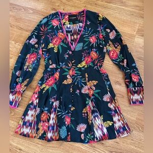 LE SUPERBE Floral Tropical Dress Size 8 Vibrant